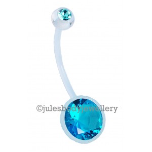 Pregnancy / Maternity Belly Bar with Blue Jewels 
